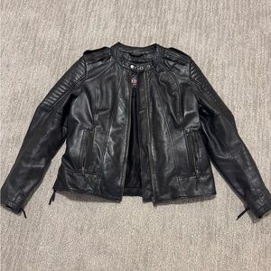 Black Leather Women's Moto Jacket